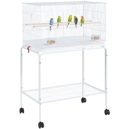 Yaheetech 47-in Flight Cage with Rolling Stand for Small Birds Parrots Parakeets Conures, White