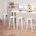 thumbnail image 1 of Yaheetech 4pcs 30'' Metal Bar Stools Vintage Counter Bar Stool Stackable Chairs White, 1 of 7