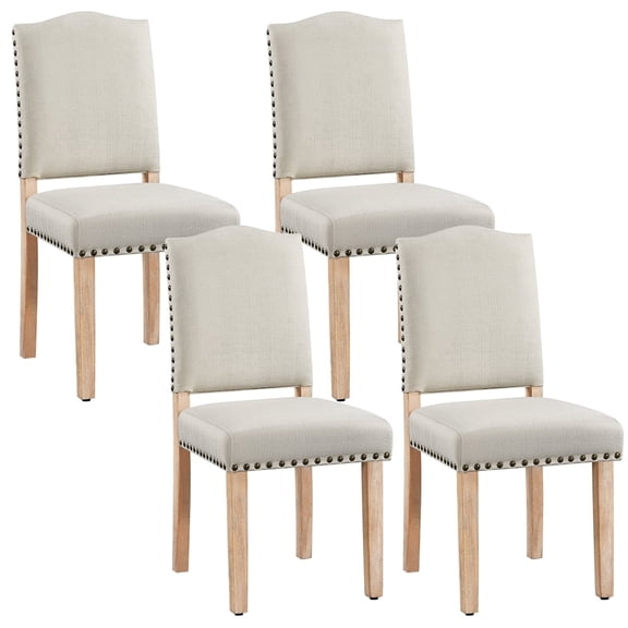 Yaheetech 4pcs Upholstered Kitchen Dining Chairs with Nailhead Trim, Beige
