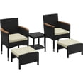 thumbnail image 1 of Yaheetech 5-Piece Outdoor Wicker Conversation Set with Ottomans and Coffee Table, Set of 5, Black/Beige, 1 of 7