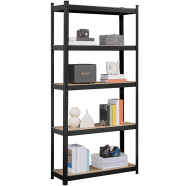 Topeakmart 5-Tier Adjustable Steel Storage Shelves, Black
