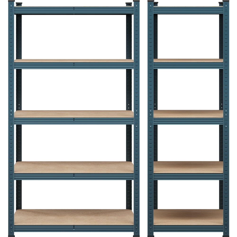 Yaheetech 5 Tier Metal Storage Rack with Adjustable Shelves, Set of 2, Neptune Blue