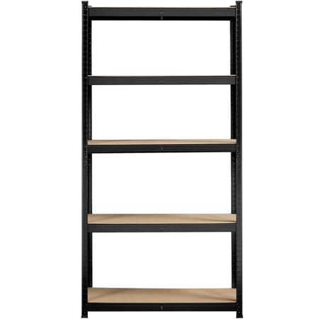 Yaheetech 5-Tier Steel Storage Rack with Adjustable Design, Black