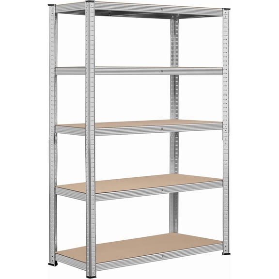 Topeakmart 5-Tier Utility Shelves, Metal Storage Shelves Unit Adjustable Garage Storage Racks Heavy Duty Shed Shelving- Silver, 35.5 x 16 x 71 Inch