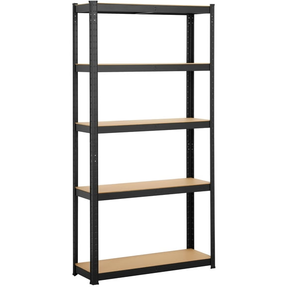 Topeakmart 5 Tiers Adjustable Metal Storage Shelving Boltless Display Racks, Black