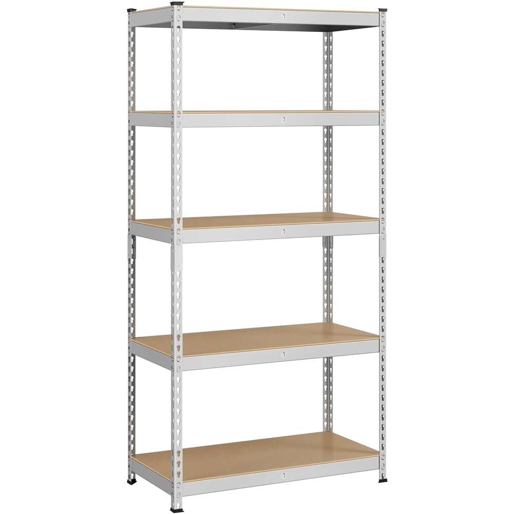 Yaheetech 5 Tiers Adjustable Metal Storage Shelving Heavy Duty Boltless Display Stand, Silver