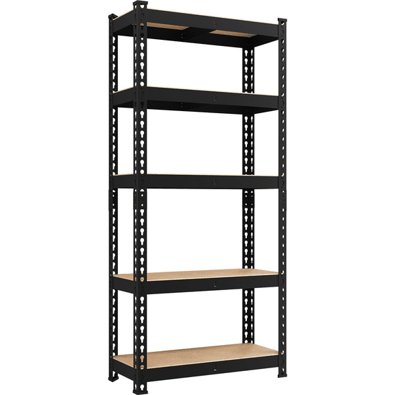 Topeakmart 60''H 5-Tier Metal Boltless Adjustable Storage Shelf, Black