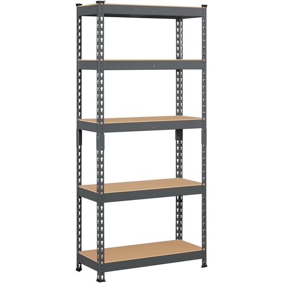 Yaheetech 5 Tiers Boltless Storage Shelf Goods Rack for Home Warehouse, Dark Gray