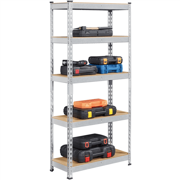 Topeakmart 5 Tiers Boltless Storage Shelf Goods Rack for Home Warehouse, Silver