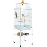 Topeakmart 53.5-inch Open Top Metal Birdcage with Detachable Stand, White