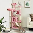 thumbnail image 1 of Yaheetech 57.5''H Cat Tree Tower Cat Tree with 2 Condos, Scratching Posts, Ramp, Pink, 1 of 10