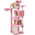 thumbnail image 1 of Yaheetech 57.5''H Cat Tree Tower Cat Tree with 2 Condos, Scratching Posts, Ramp, Pink, 1 of 7