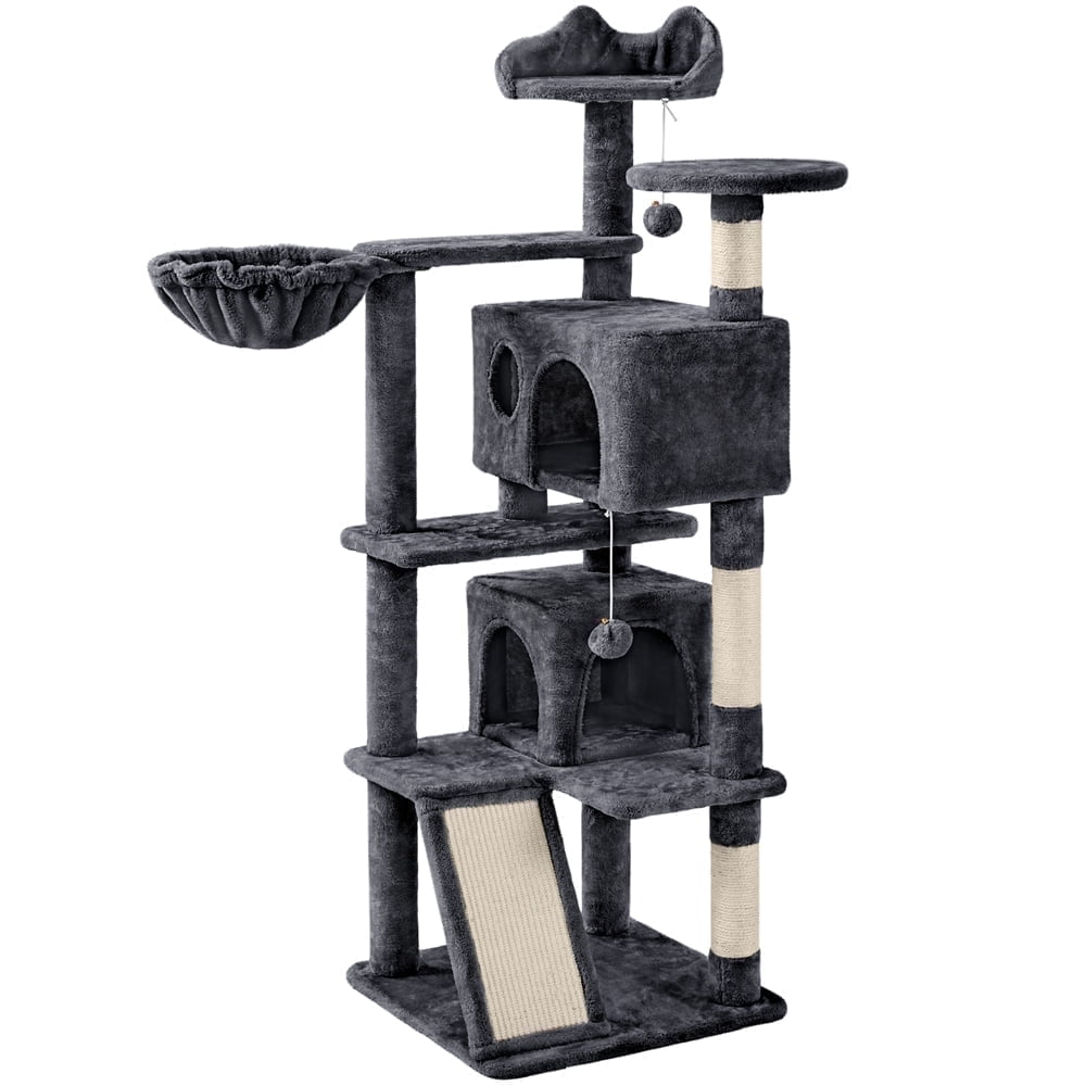 Walmart Black Friday Deals 2025 - Topeakmart Large Kitty 57''H Tall Cat Tree Tower with 2 Condos & Scratching Posts/Ramp, Dark Gray