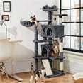 thumbnail image 1 of Yaheetech 57.4''H Cat Tree Tower Cat Tree with 2 Condos, Scratching Posts, Ramp, Dark Gray, 1 of 9