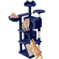 thumbnail image 1 of Yaheetech 57.5''H Cat Tree Tower Cat Tree with 2 Condos, Scratching Posts, Ramp, Navy Blue, 1 of 7