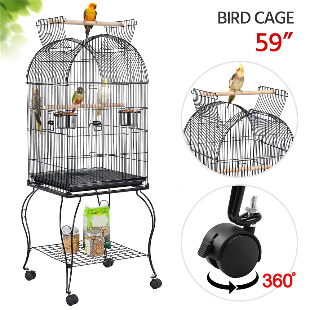 Topeakmart 59'' H Open Top Metal Bird Cage Rolling Parrot Cage with