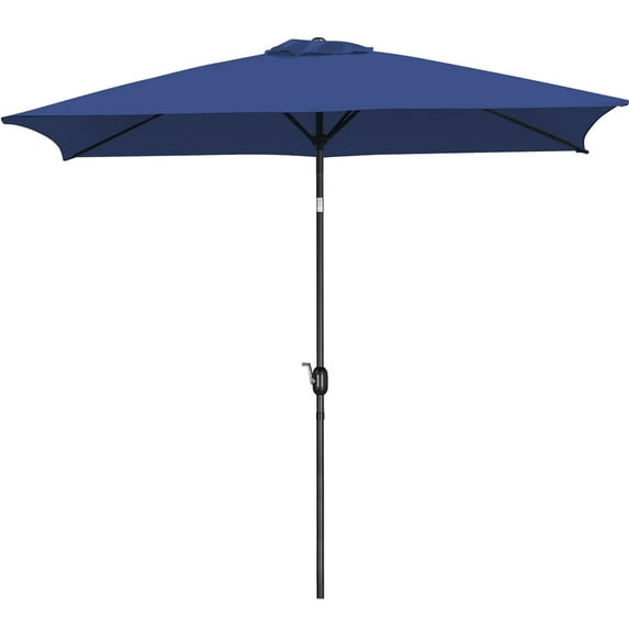 Topeakmart 6.5x10ft Rectangular Outdoor Patio Umbrella with Push Button Tilt and Crank, Navy Blue