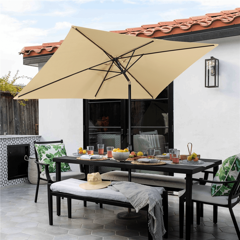 Topeakmart 6.5x10ft Rectangular Outdoor Patio Umbrella with Push Button