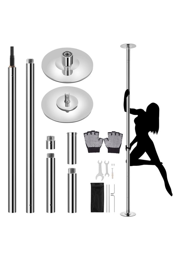 6.9-9' Height Adjustable Chrome-plated Steel Dance Pole, Silver