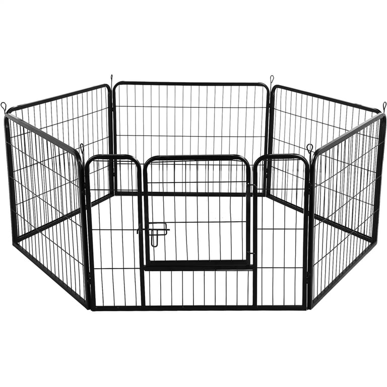 Topeakmart 6 Panels Heavy Duty Pet Playpen Dog Exercise Pen Cat Fence,  23.6''H, Black 