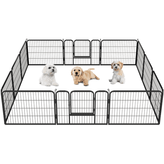 Yaheetech 24"H 6 Panels Heavy Duty Pet Playpen Dog Exercise Pen Cat Fence, Black
