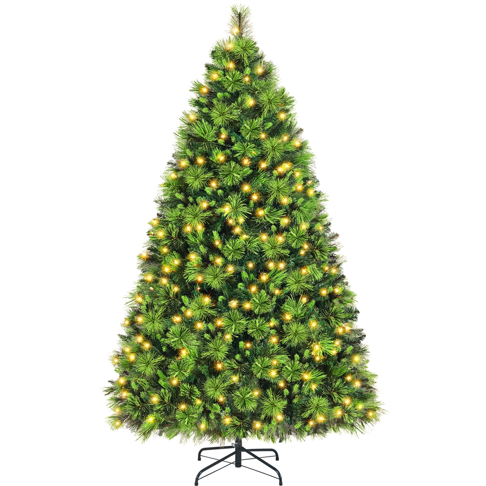 Topeakmart 6' PreLit Christmas Tree with Flocked Pine Cone & 400 Warm