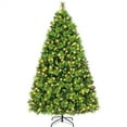 Topeakmart 6' PreLit Christmas Tree with Flocked Pine Cone & 400 Warm