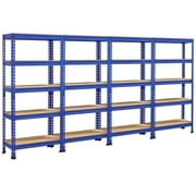 Topeakmart 60″H 5-Tier Metal Boltless Storage Shelf Set of 4, Blue