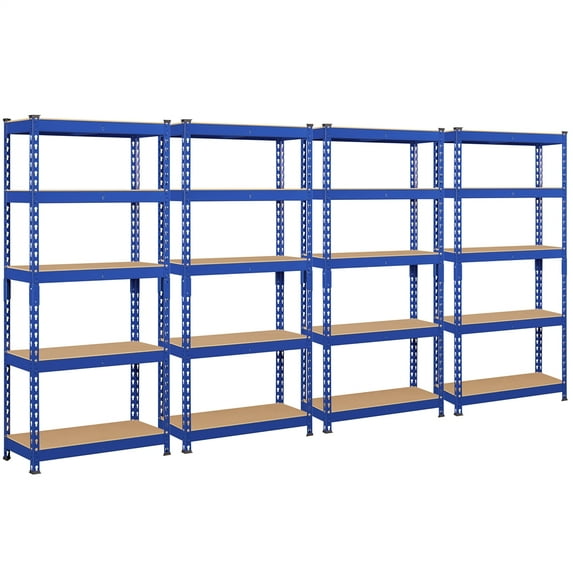Topeakmart 5-Tier Boltless Shelf 386LB/Tier Metal Frame Set of 4,Blue