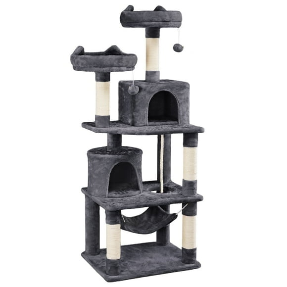 Yaheetech 62"H Multi Level Cat Tree Tower with Condos, Foam-Padded Perches, Dark Gray