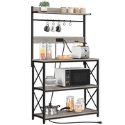 Topeakmart 63"H 4-Tier Kitchen Baker's Rack with 2 AC Outlets, Gray
