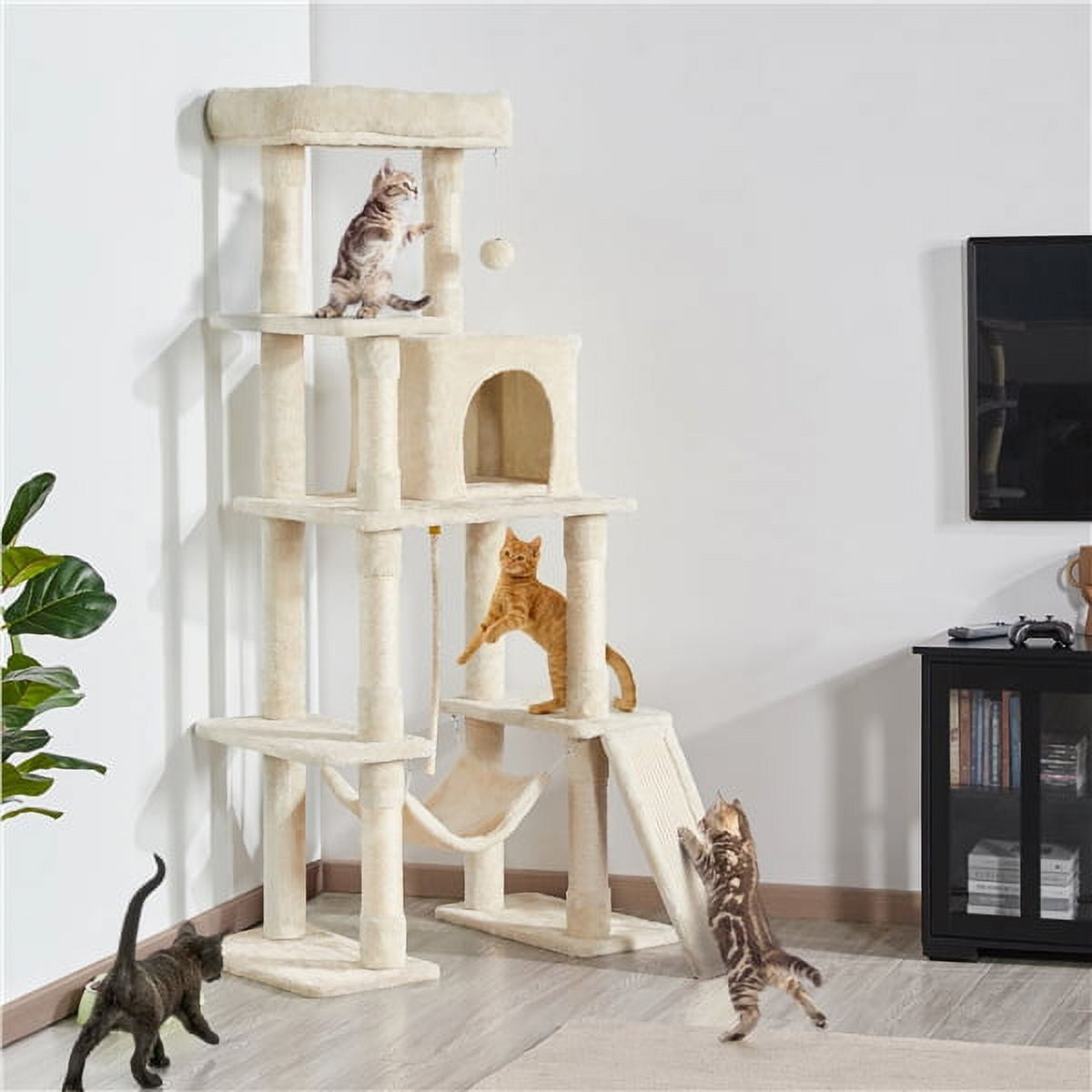 Topeakmart 63'' Multilevel Cat Tree Condo Scratching Posts with Hammock