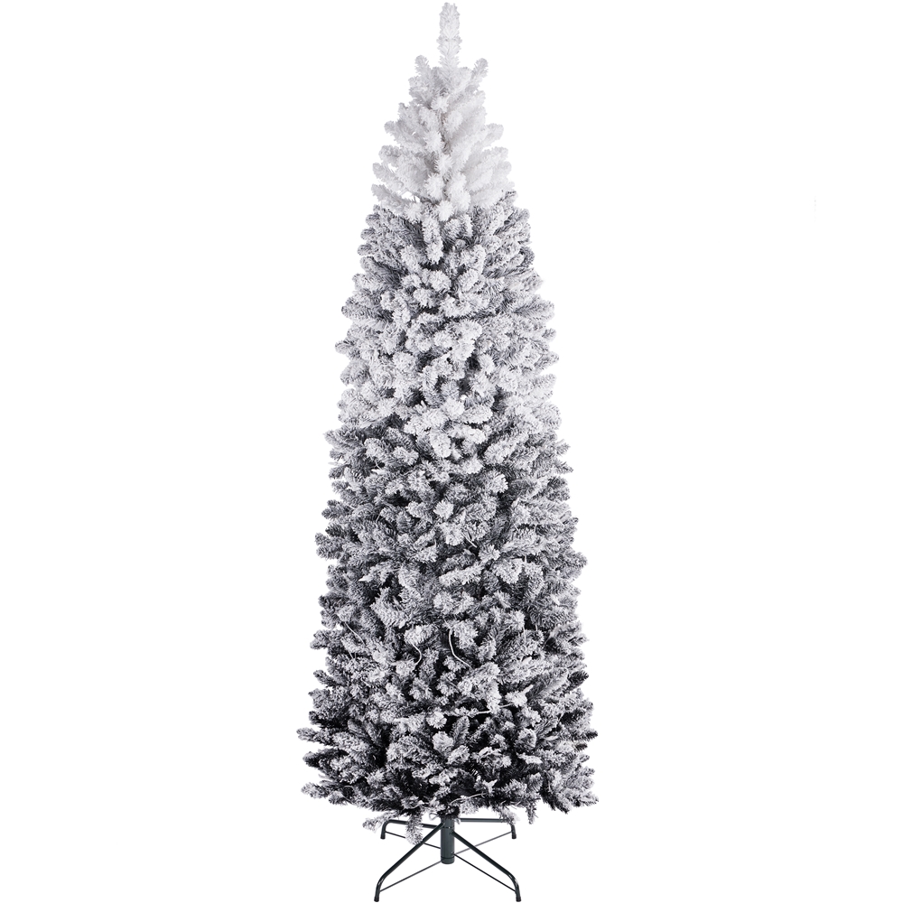 Topeakmart 7.5 Ft Prelit Flocked Pencil Artificial Christmas Tree