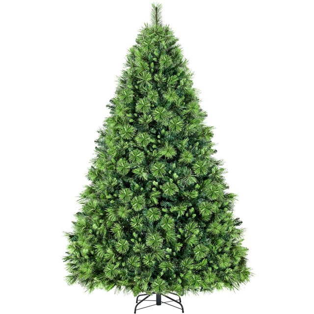 Topeakmart 7.5' PreLit Christmas Tree with Flocked Pine Cone & 600 Warm White Incandescent