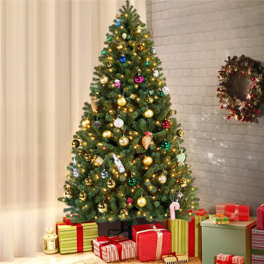 Topeakmart 7.5' Prelit Green Hinged Spruce Artificial Christmas Tree