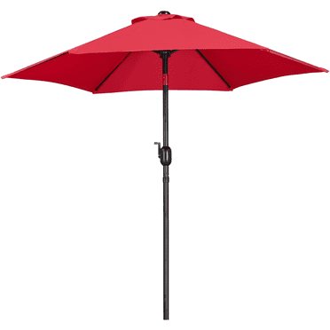 Topeakmart 7.5ft Patio Umbrella with 6 Ribs Push Button Tilt and Crank for Garden, Red
