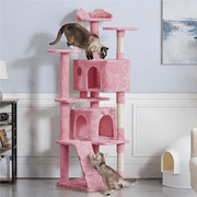 Topeakmart 70'' Multilevel Cat Tree Condo Cat Tower with 3 Scratching Posts, Pink