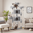 thumbnail image 1 of Yaheetech 76''H Multilevel Large Cat Tree with Scratching Post, Condos & Basket, Light Gray, 1 of 9