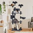thumbnail image 1 of Yaheetech 79'' Multilevel Cat Tree with Basket Scratching Posts Ramp, Dark Gray & White, 1 of 10