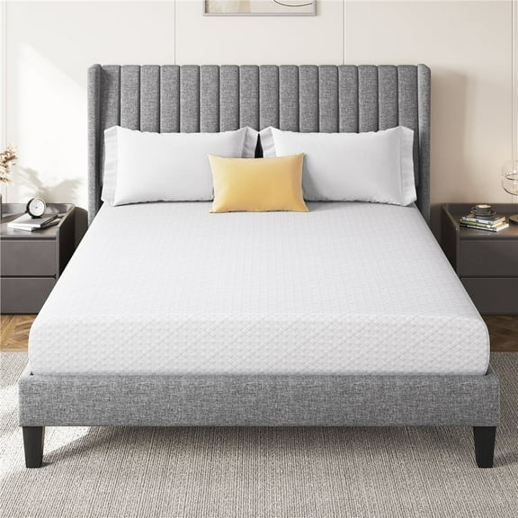 Topeakmart 8 Inch Queen Size Gel Memory Foam Mattress, Medium Firm, Green Tea Infused
