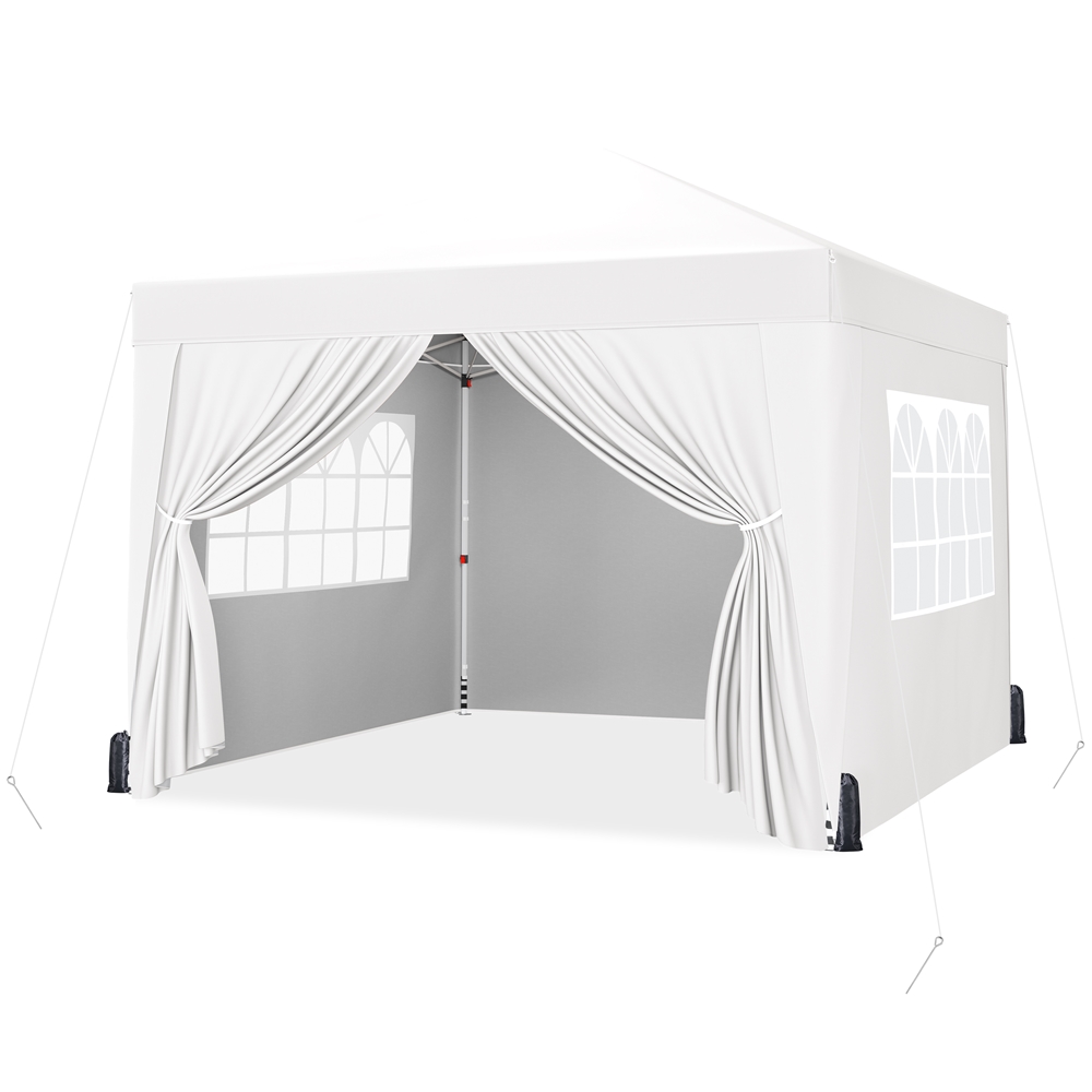 Topeakmart 8x8 FT Popup Canopy with 4 Sidewalls, White