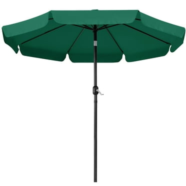 Topeakmart 9ft Outdoor Tilt and Crank Umbrella with Push Button, 8 Ribs, Dark Green