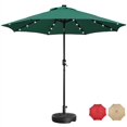 thumbnail image 1 of Topeakmart 9ft Patio Umbrella with 32 LED Solar Lights + 20'' Fillable Patio Umbrella Base Stand, Dark Green, 1 of 19