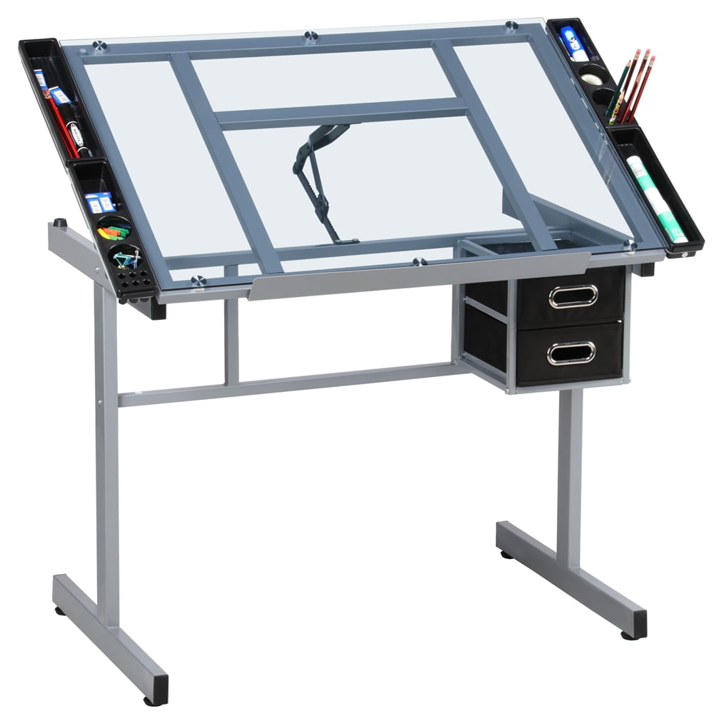 Glass top art desk discount
