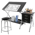 thumbnail image 1 of Topeakmart Adjustable Drafting Table Drawing Station Desk Art Design Architect w/Stool Grey, 1 of 15