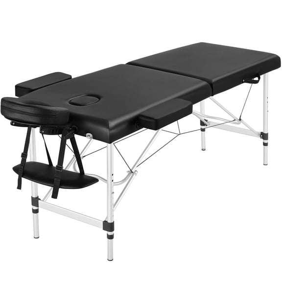 Topeakmart Adjustable Massage Bed Portable Massage Table Spa Table with Headrest/Armrest/Hand Pallet Black