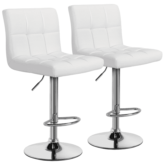 Topeakmart Bar Stool with Adjustable Height, White, Set of 2