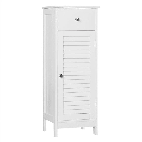 Yaheetech Bathroom Kitchen Floor Storage Cabinet with Drawer and Single Shutter Door White