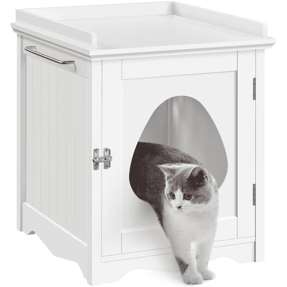 Yaheetech Cat Litter Box Furniture Enclosure for Cat/ Small Dog, White
