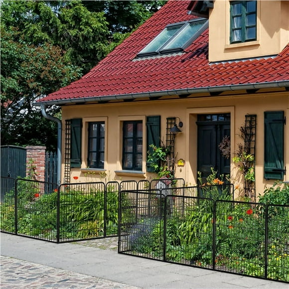 Topeakmart Decorative Garden Fence Rustproof Folding Fencing Landscape Patio Flower Bed Animal Barrier Border Black (40in x 43ft)